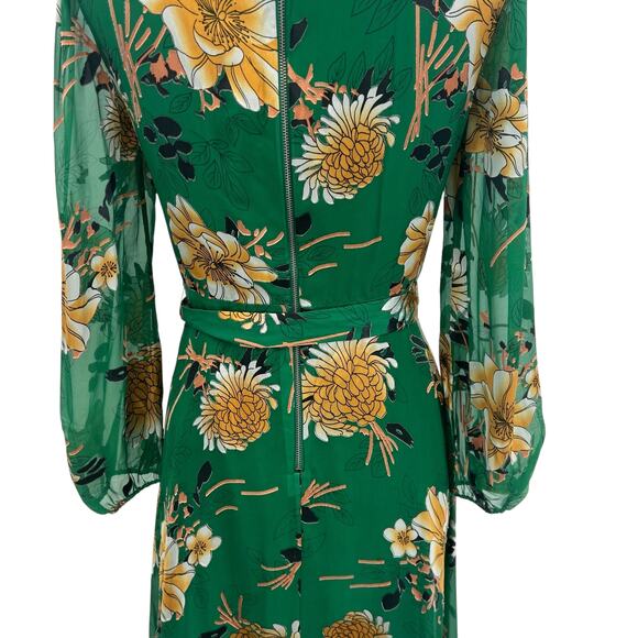Alice + Olivia Coco Dress Floral Print Long Sleeve Silk Green Size‎ US 2 - Picture 11 of 16